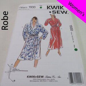 Kwik Sew 1930 sewing pattern UNCUT EASY Robe (Hood optional)